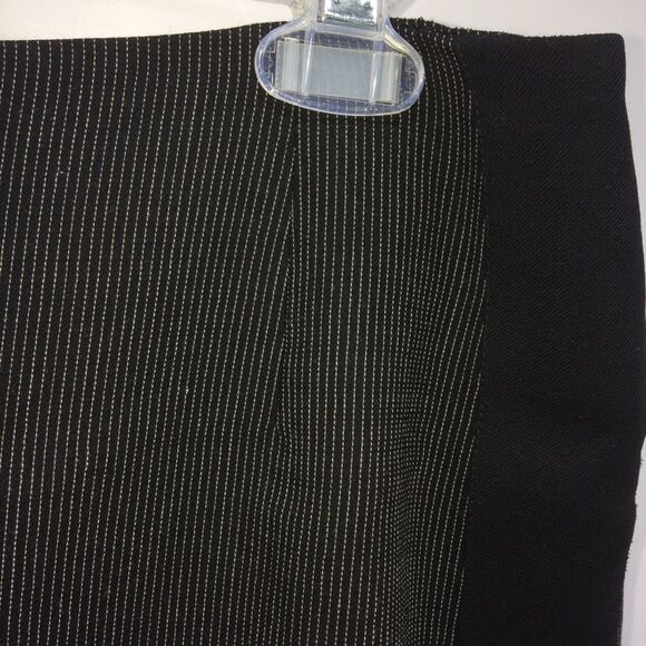 Akris Pinestriped Knee Length Pencil Skirt with Solid Black Side Panels - Picture 6 of 11